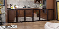 Freestanding Pet Gate for Dogs, Indoor Wooden Foldable Dog Gate for House, Extra Wide, Pet Fence for Stairs, Doorways, Halls, Support Feet Included, 120 Inch Wide, 6 Panels 32",Brown