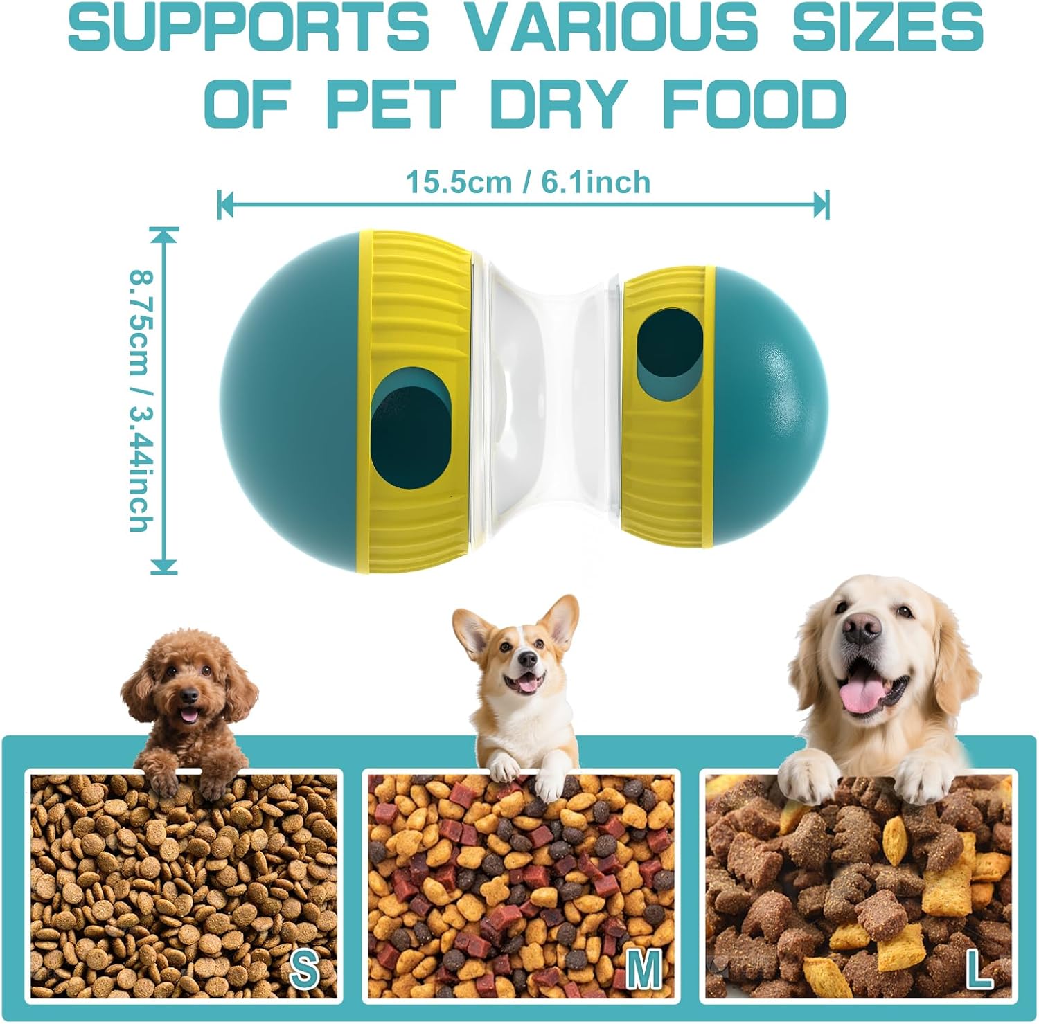 Interactive Dog Puzzle Toys for Indoor Adjustable Food Dispensing Treat Dispenser Ball & Slow Feeder for Large/Medium/Small Dog to Keep Them Busy, Green
