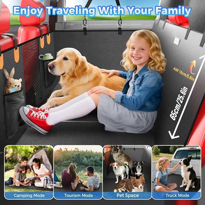 2025 Upgraded Dog Car Seat Cover for Back Seat with Hard Bottom Car Seat Cover for Dogs, Waterproof Pet Seat Protector, Non-Slip Scratch-Resistant Surface, Supports 500lbs, Easy to Clean and Install