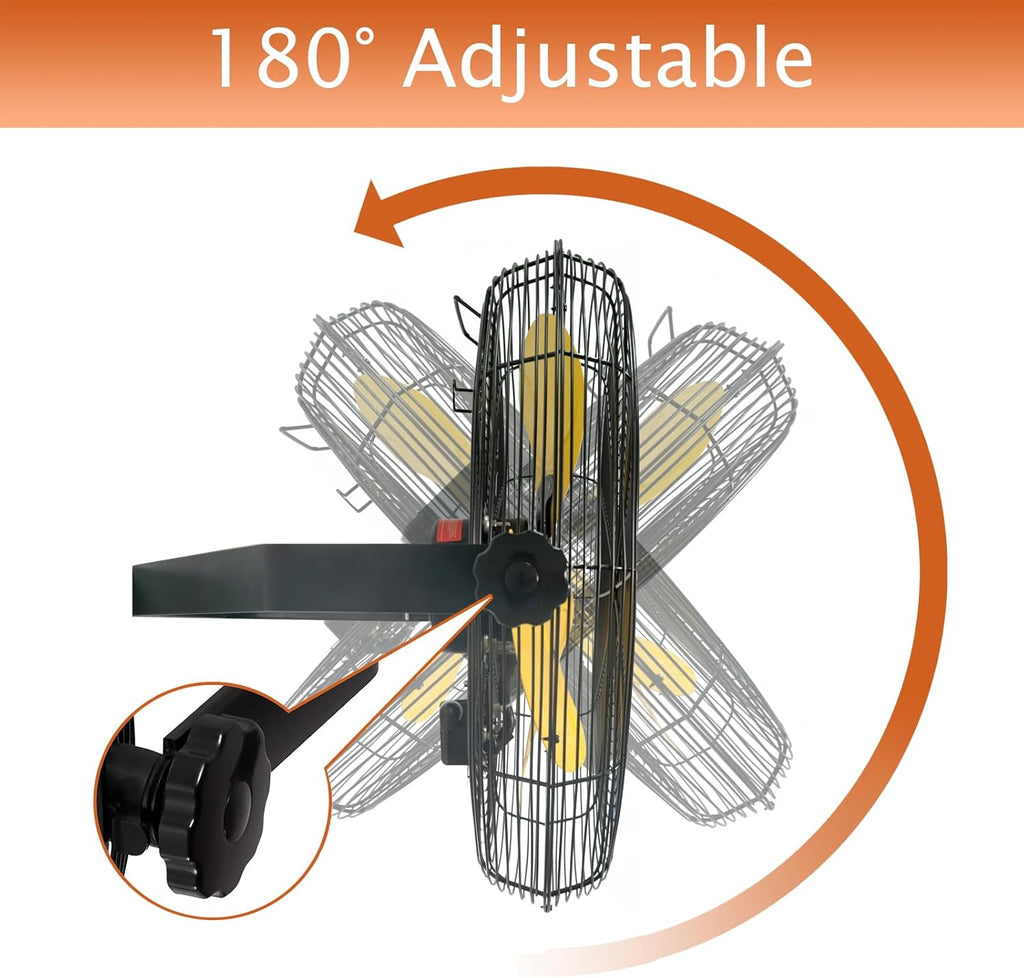 HiCFM 5100 CFM 20 inch Outdoor High Velocity Wall Mounted Fan with IP44 Enclosure Motor, Sealed Control Box, 9 FT Cord & GFCI Plug, Weatherproof for Patio, Workstation - UL Listed, 2 Pack