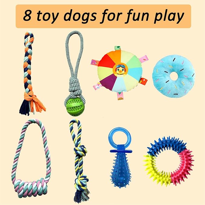 Puppy Play Gym with 8 Hanging Toys, Interactive Indoor Jungle Gym – ABS Frame with Adjustable Elastic Straps, Little Puppy Teething Chew Toys for Busy, Active Small Dogs
