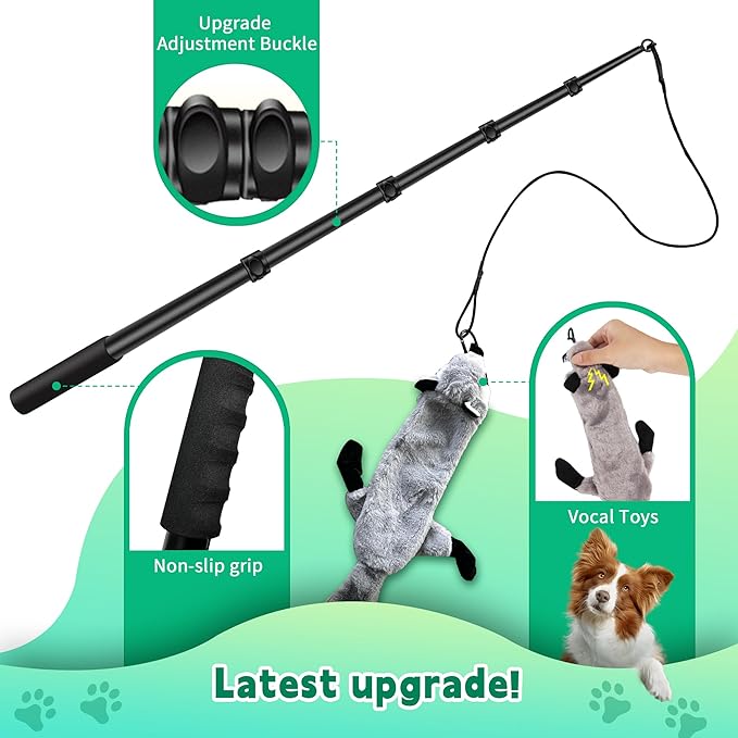 Flirt Pole for Dogs, Interactive Toys Tug-of-war for Dogs, Five-Section Retractable Adjustable Length,for Outdoor Exercise & Training for Small Medium Large Dog