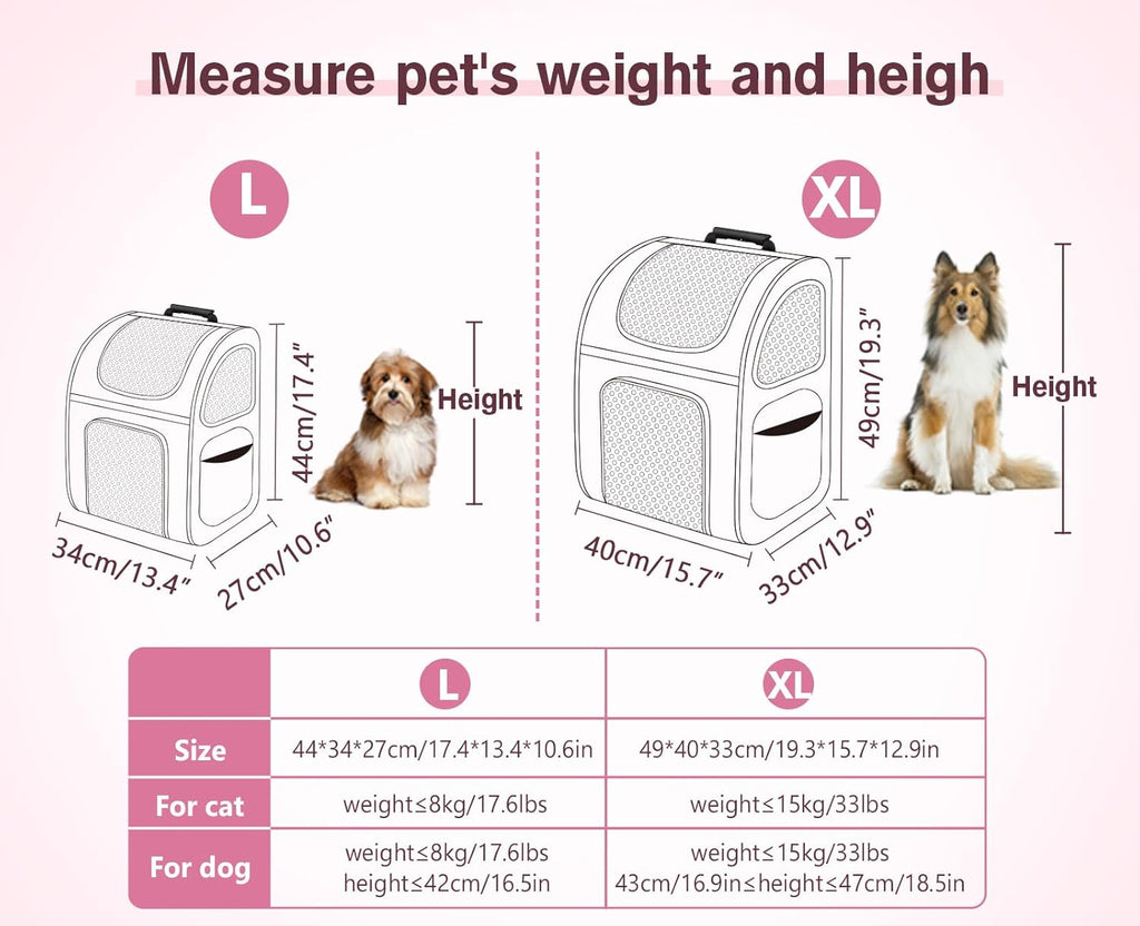 Pecute Cat Backpack Carrier, Expandable Cat Carrier Backpack with Breathable Mesh, Pet Carrier Backpack for Cats Small Dogs Puppies, Dog Backpack Carrier Great for Travel Hiking Camping Outdoor