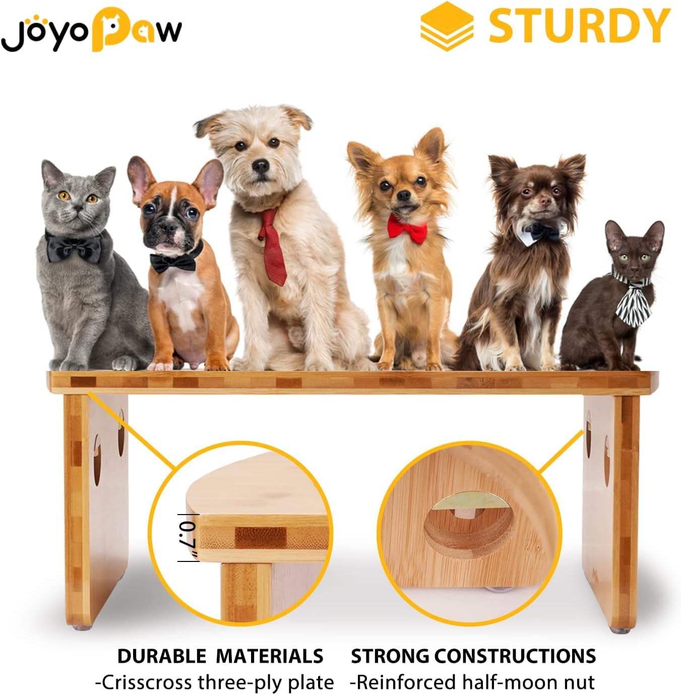 Elevated Dog Bowls, Bamboo Raised Dog Bowl for Large Dogs, with 2 Stainless Steel Bowls (13'' Tall-68oz Bowl, Natural)