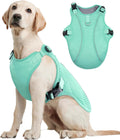 Kuoser Dog Cooling Vest for Large Dogs, Lightweight Doggie Cooler Jacket Breathable Mesh Pet Cooling Shirts Reflective Puppy Cool Harness for Beach, Hiking, Walking Green XXL