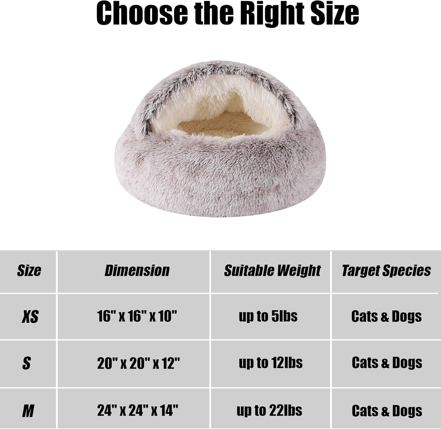 HYQ Small Dog Bed, Cat Beds for Indoor Cats Washable, Cozy Cat Cave Bed, Non-Slip Cat Beds, Calming Dog Bed with Hooded Cover, Dog Bed with Cover for Small Medium Pets (Coffee, 20×20 Inch)