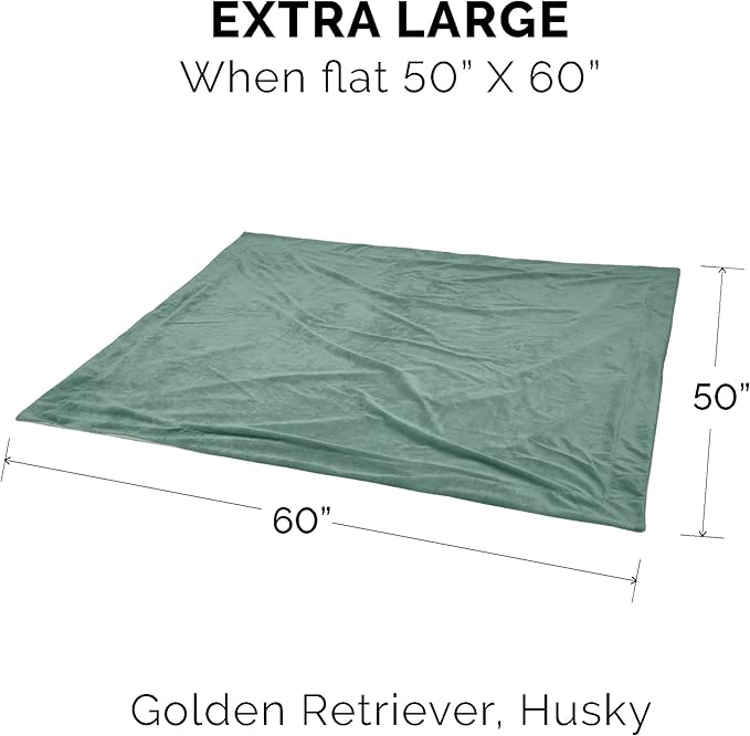 Furhaven Waterproof Throw Blanket for Dogs & Indoor Cats, Washable - Two-Tone Luxe Velvet Dog Blanket - Celadon Green, Extra Large/XL