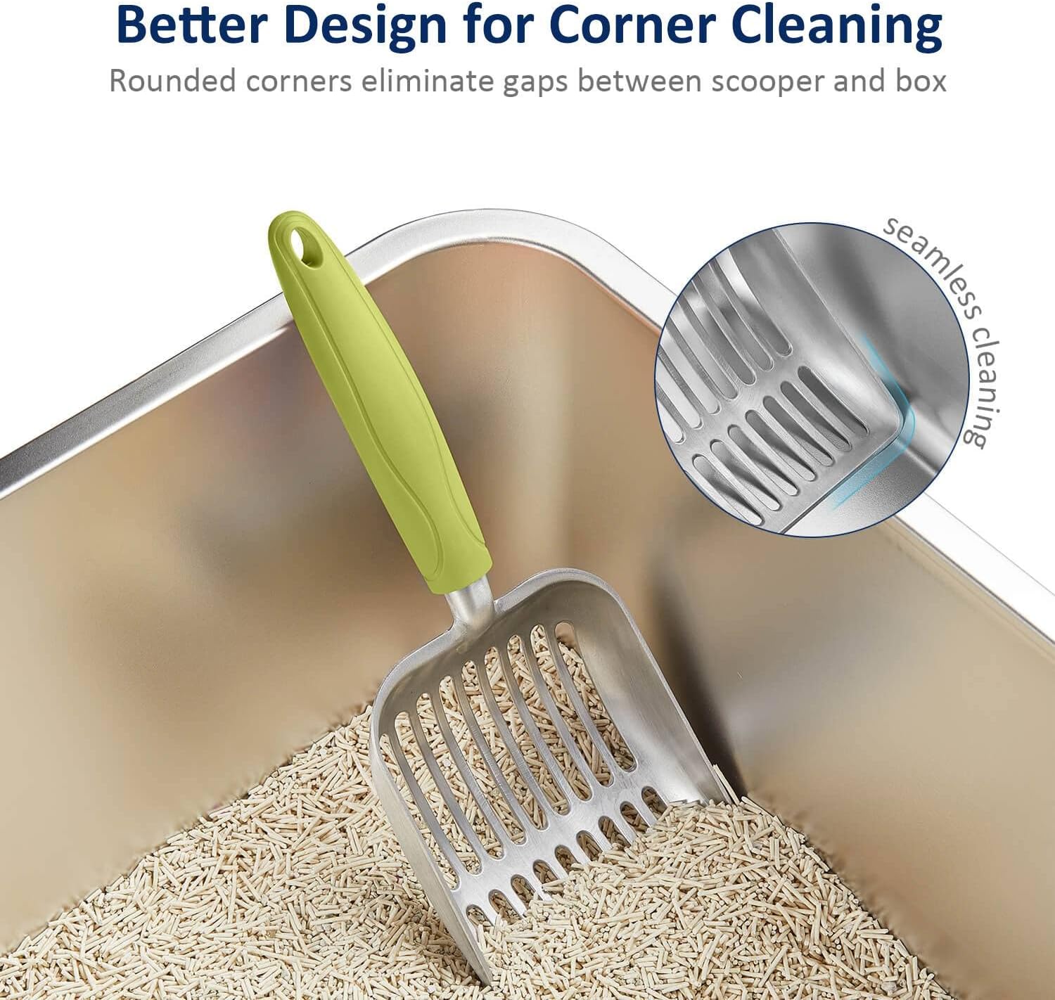 WePet Cat Litter Scoop, Aluminum Alloy Sifter, Kitty Metal Scooper, Deep Shovel, Long Handle, Poop Sifting, Kitten Pooper Lifter, Durable, Heavy Duty, for Litter Box