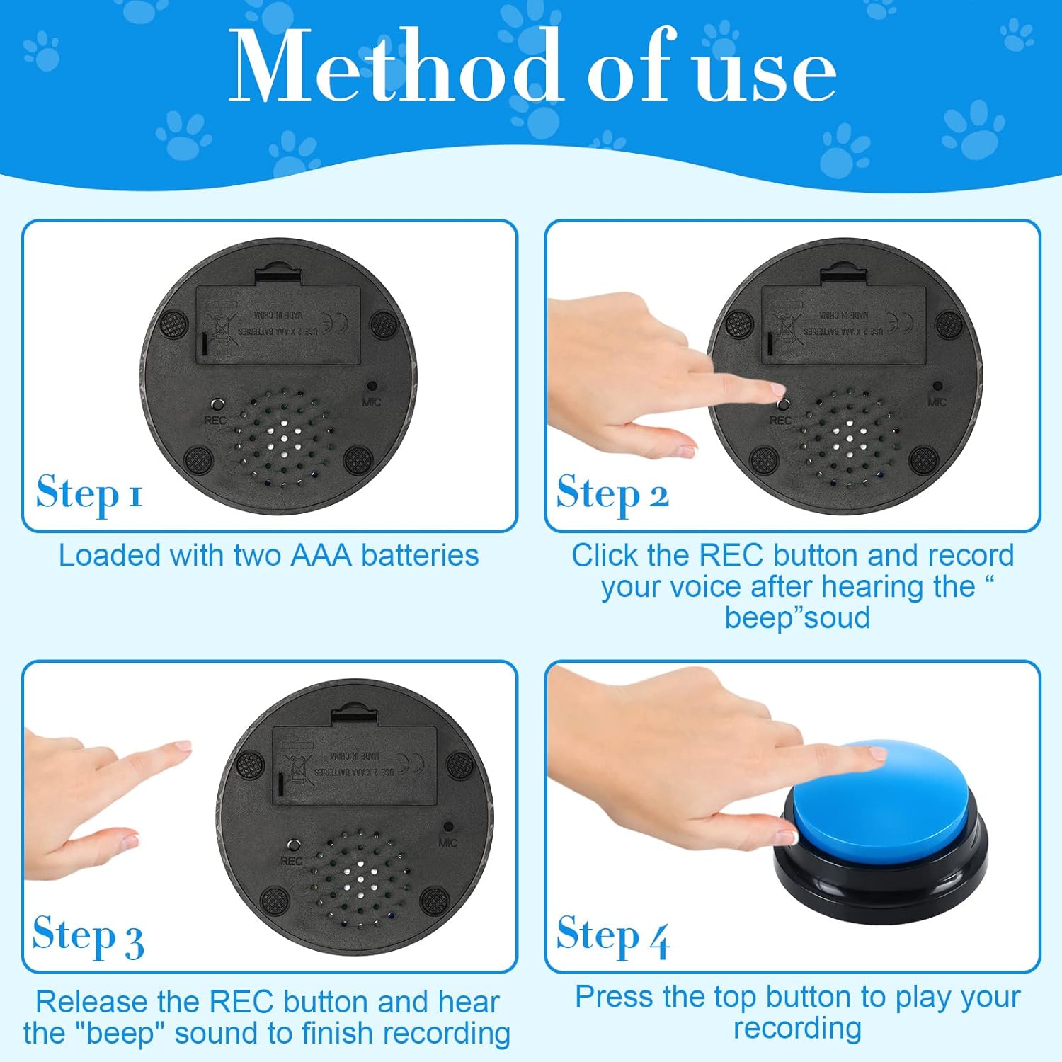 Jerify 16 Pieces Dog Buttons for Communication Voice Recordable Cat Dog Talking Buzzers Set with Stickers 30 Seconds Pet Speech Training Buttons for Pet Cat Training Interactivity(Classic Colors)