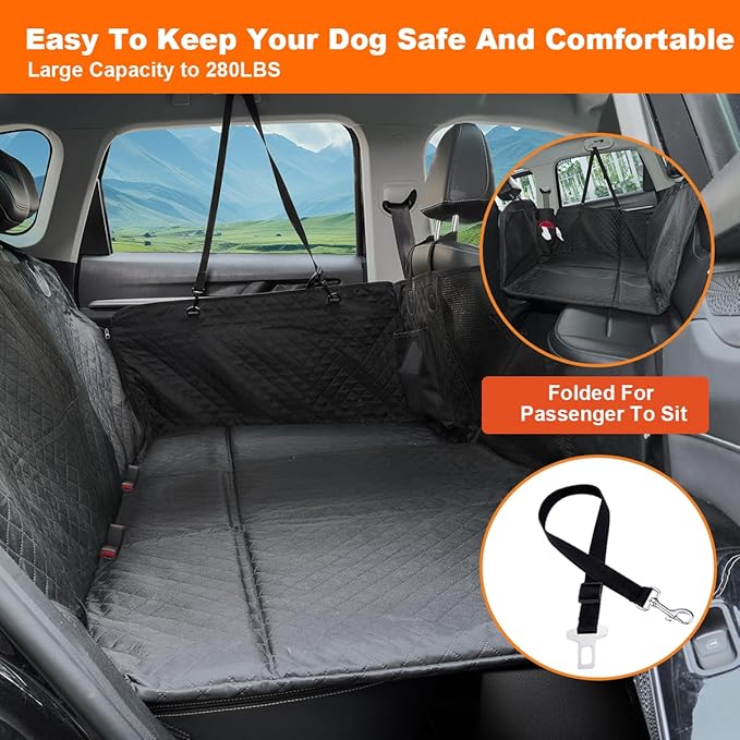 Vailge Dog Car Seat Cover for Trucks,Large Back Seat Extender for Dogs,Waterproof Non Inflatable Hard Bottom Dog Seat Cover for Trucks F150, RAM1500,Silverado,GMC Sierra