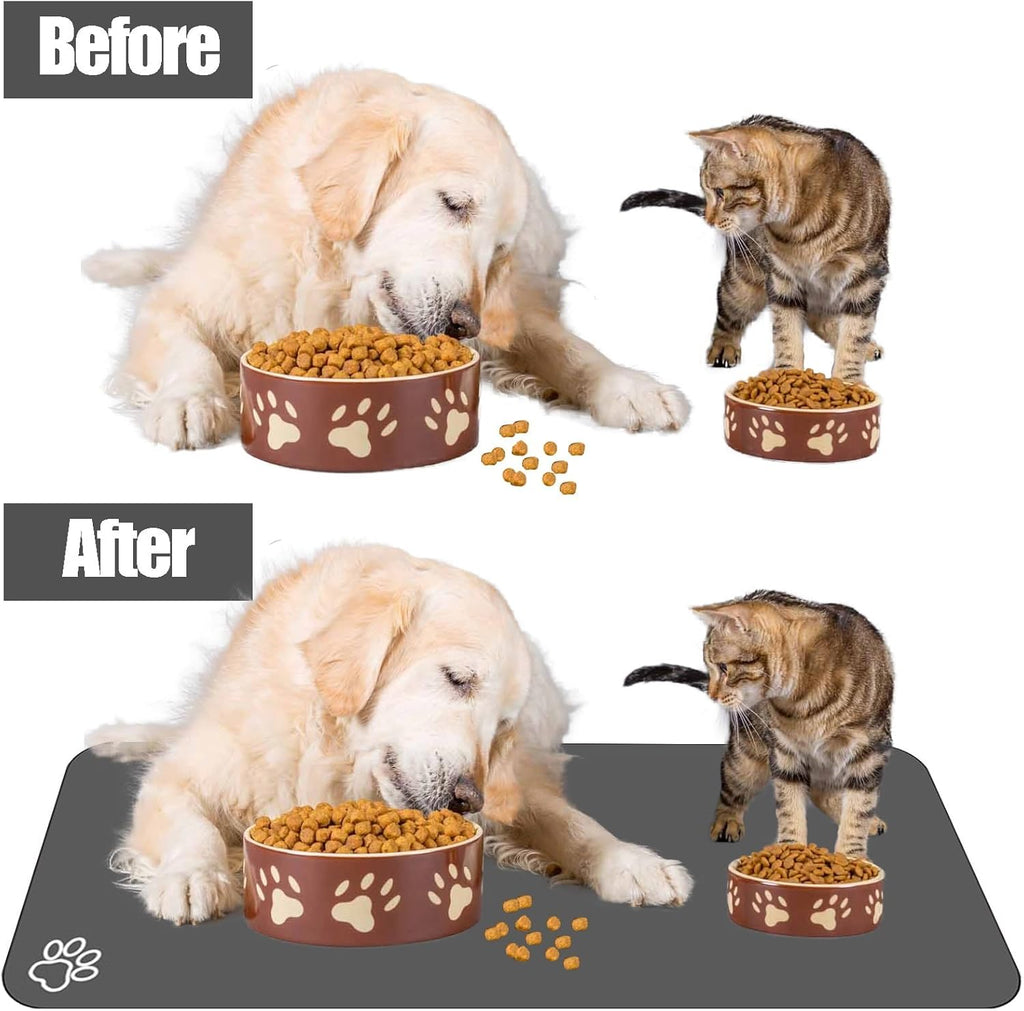 Large Pet Feeding Mat, Absorbent Quick Dry Dog Mat for Food and Water Bowl, Non Skid Cat Bowl Mat, No Stains for Pet Water Dispenser Pet Supplies for Messy Drinkers