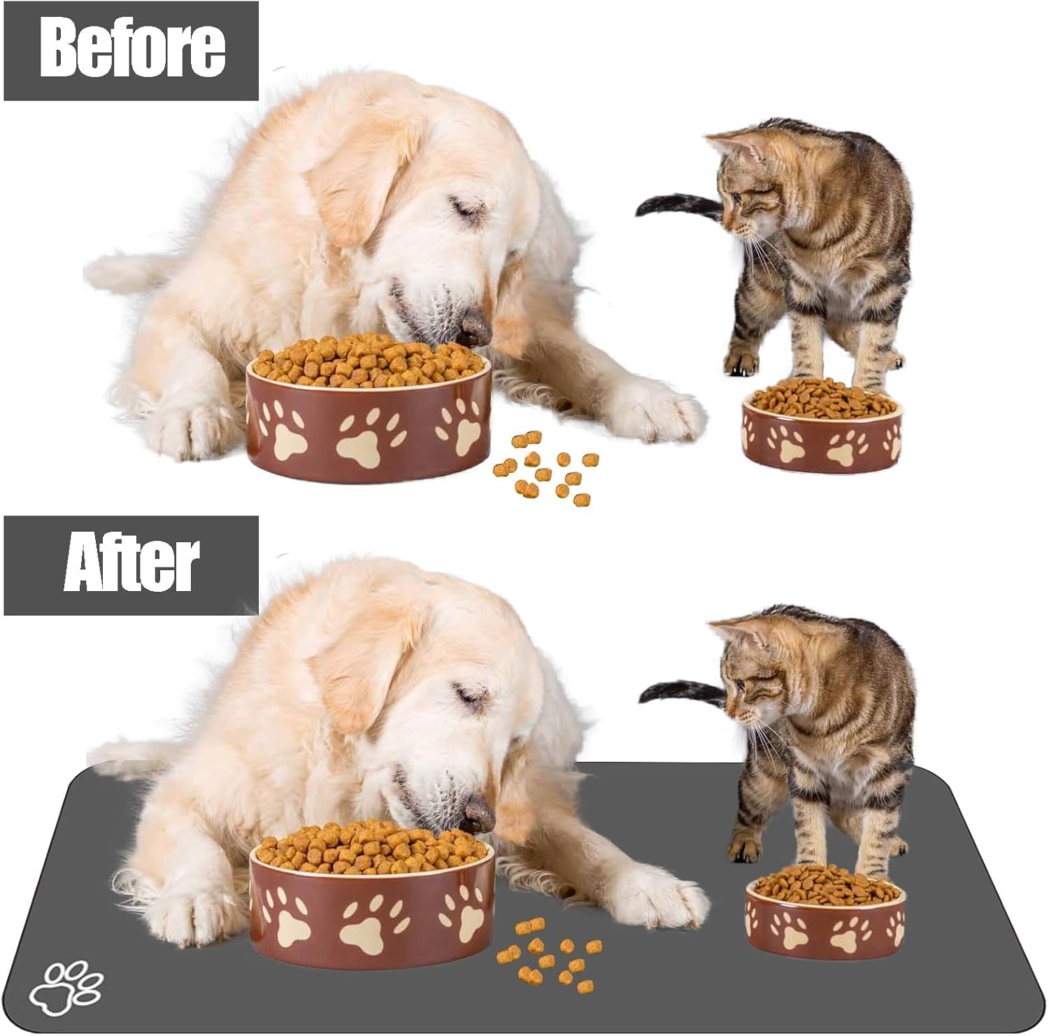Large Pet Feeding Mat, 39.4" x 31.5" Absorbent Quick Dry Dog Mat for Food and Water Bowl, Non Skid Cat Bowl Mat, No Stains for Pet Water Dispenser Pet Supplies for Messy Drinkers
