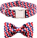 Lionet Paws Patriotic Dog and Cat Collar with Bowtie, 4th of July, Soft and Comfortable, Adjustable Collar for Puppies and Cats, Neck 7-11 inches