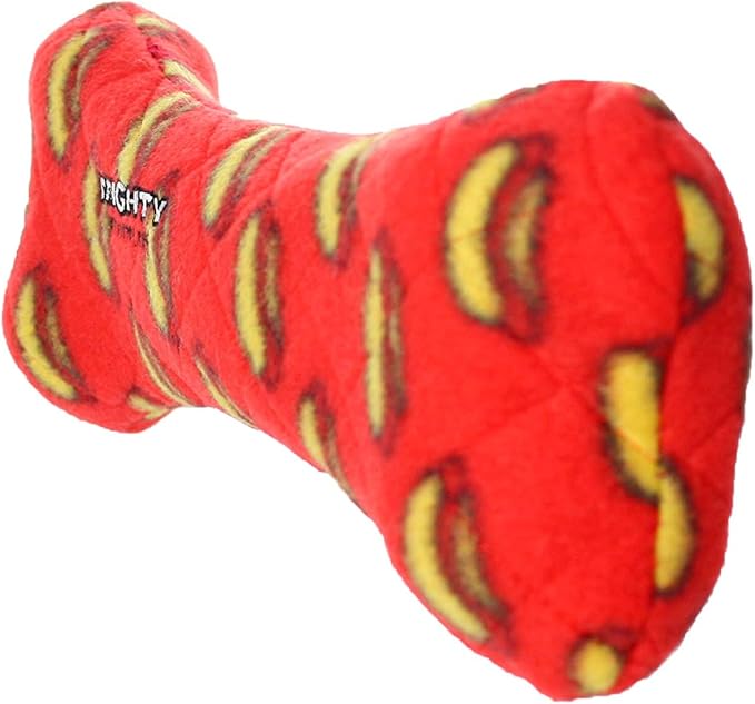 MIGHTY- NO Stuff Bone– Squeaky Plastic Core. 2-in-1 Toy. Made Durable, Strong & Tough. Interactive Play Dog Toy (Tug, Toss & Fetch). It Floats. (Red, Large 2 Pack)