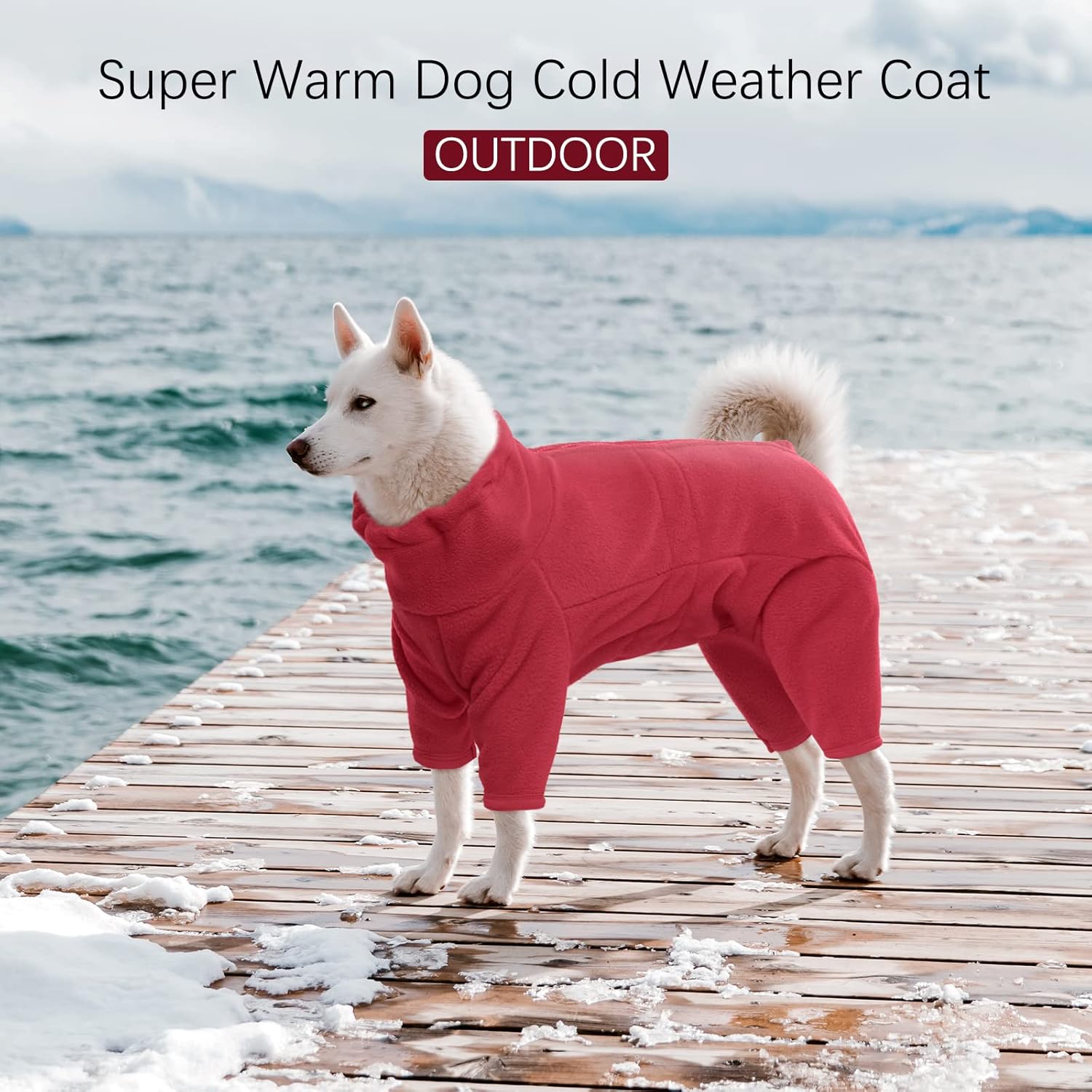 ROZKITCH Fleece Dog Jacket, Pet Windproof Warm Cold Weather Jacket Vest Cozy Jumpsuit Apparel Outfit Clothes for Large Giant Dog Walking Hiking Sleep Red 3XL