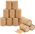 12-Rolls Self Adherent Bandage Wrap, Vet Tape - 3 in x 5 Yds Breathable, Elastic Cohesive Wrap Tape for Wrist, Swelling, Sports, Tattoo (Tan)