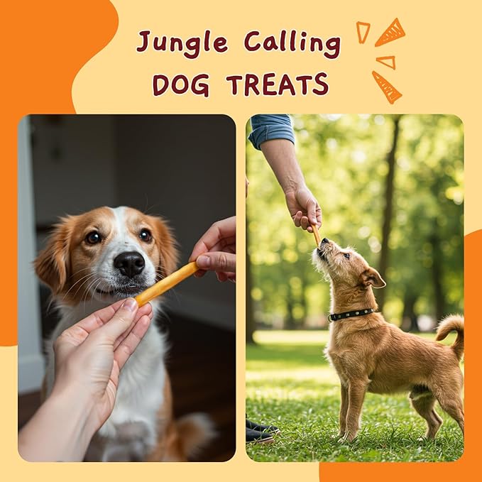 Jungle Calling Collagen Sticks for Dogs, Chicken Flavored Chews, Long Lasting Rawhide Alternative Treats for Small Medium Dog, Healthy Chew Bones, 5 Inch, About 37 Sticks Per Bag
