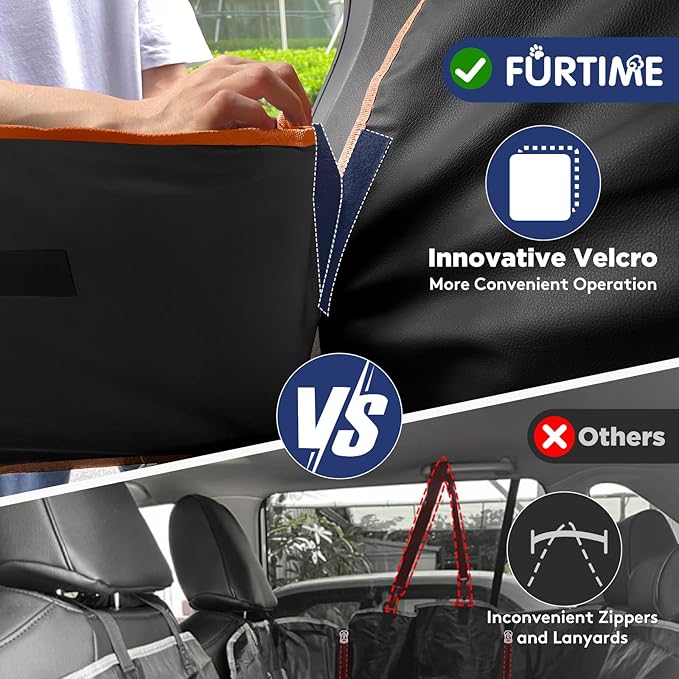 FURTIME Dog Car Seat Cover for Back Seat, Upgraded PU Leather Back Seat Extender with Hard Bottom Holds 400LBS, Waterproof Anti-Scratch, Large Space Back Seat Cover for Car, SUV, Small Truck