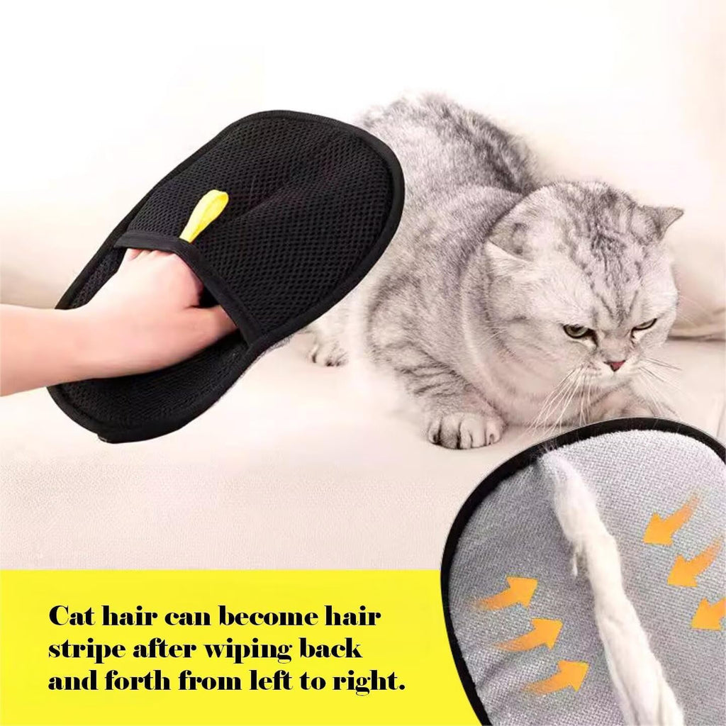 Pet Hair Removal Glove for Cats & Dogs, Electrostatic Grooming Gloves for Pet Hair, Reusable Double Sided Static Hair Remover for Couch, Furniture, Carpet & Car Seat (1 PCS)