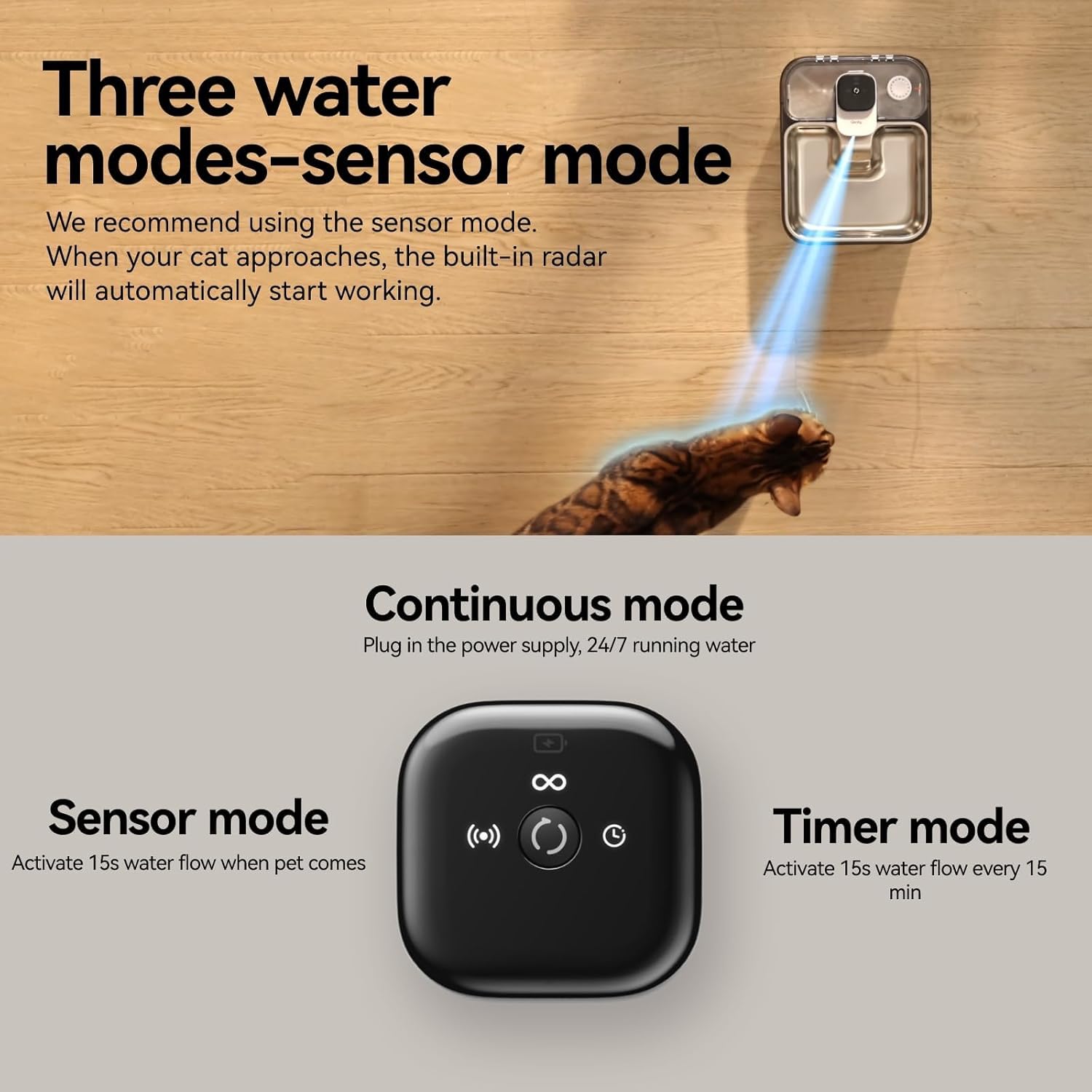 Stainless Steel Cat Water Fountain Wireless for Cats Indoor, 3.6L/123oz Automatic Metal Dog Water Dispenser,Cordless Battery Operated Pet Drinking Fountain,Rechargeable Waterer with Motion Sensor