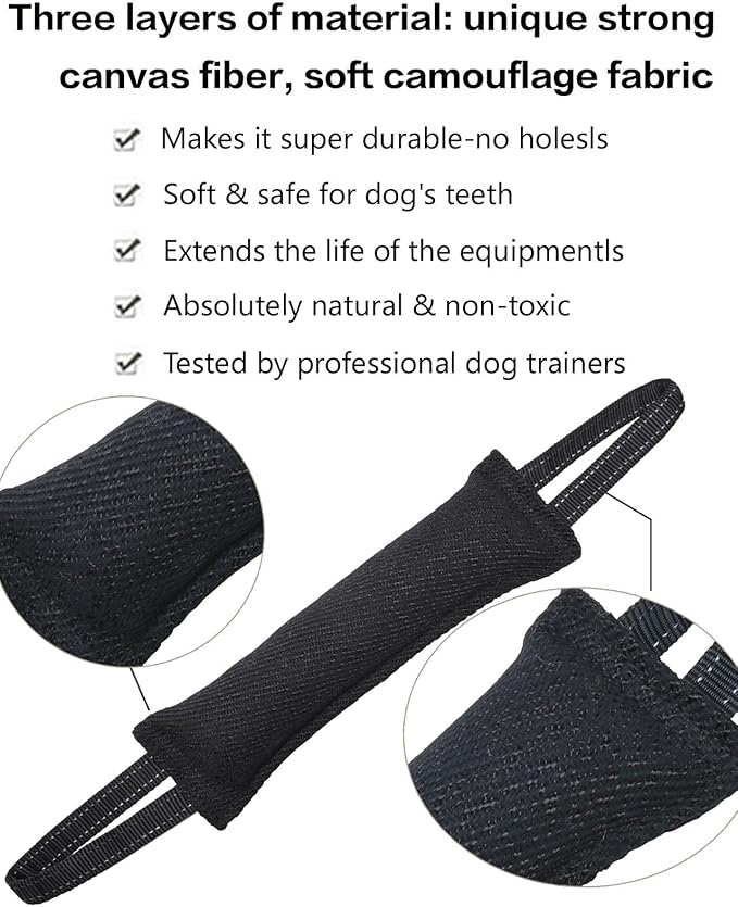 Clysoru Dog Tug Toy Double Pack Tough Jute Bite Pillow Training Equipment Puppy to Large Dogs Interactive
