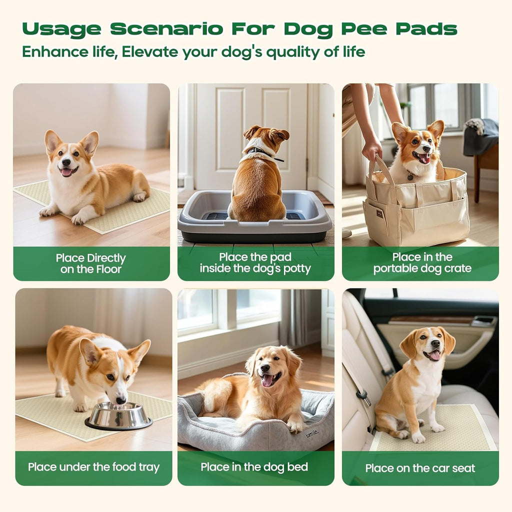 Puppy Pads 100 Count Small 22x22in Bamboo Training Pads Deodorizing Leakproof Quick Drying Dog Pee Pads Super Absorbent Disposable Pee Pads for Dogs Puppies, Doggie, Cats, Rabbits