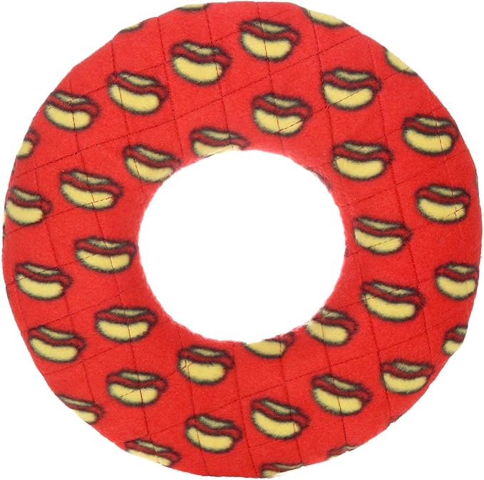 MIGHTY- NO Stuff Ring - Squeaky Plastic Core. 2-in-1 Toy. Made Durable, Strong & Tough. Interactive Play (Tug, Toss & Fetch). It Floats (Red, Large 2 Pack)