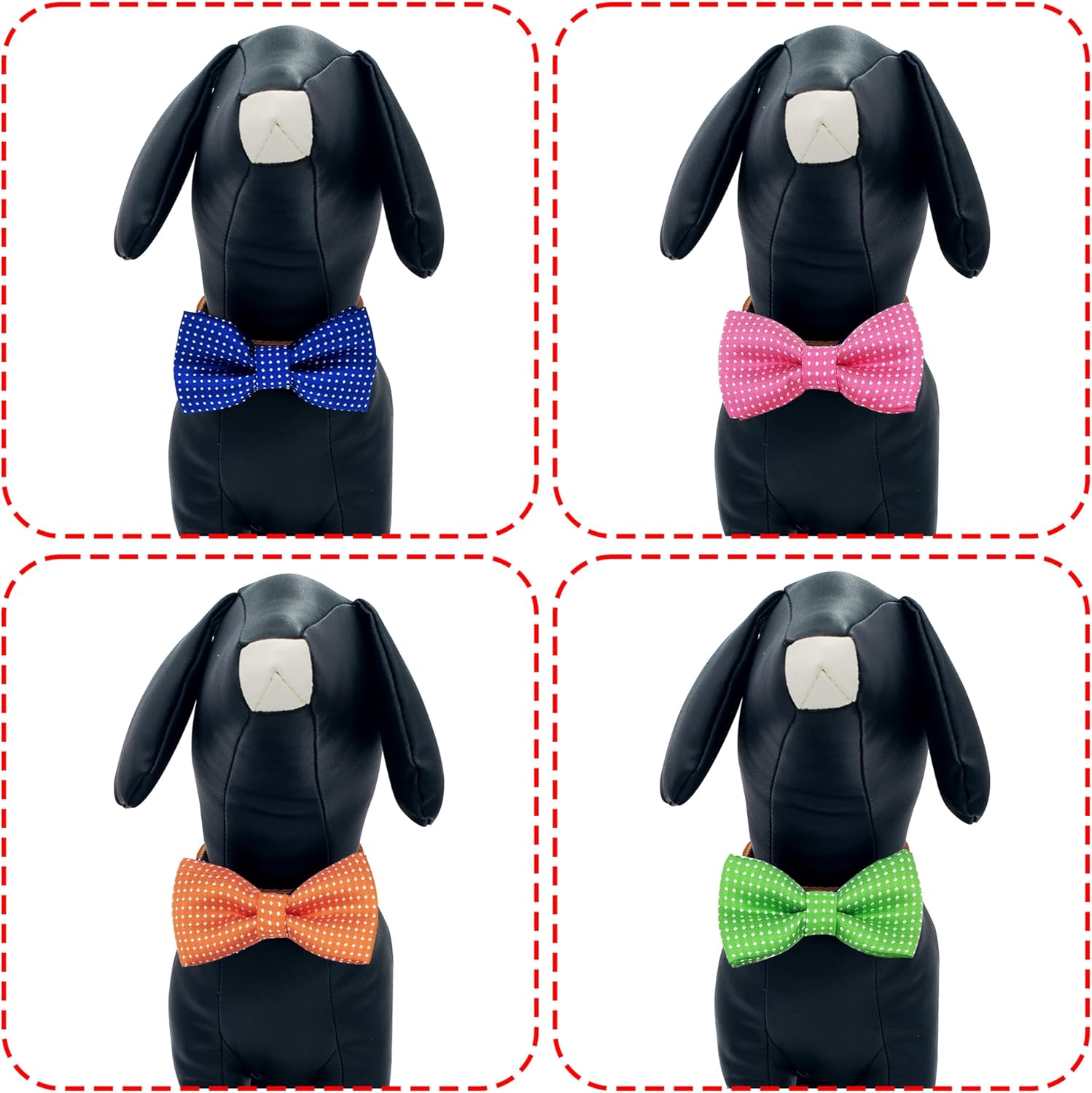 PET SHOW 8 Colors Dot Small Dogs Collar Embellishment Attachment Bow Ties Puppies Cats Collar Charms Accessories Slides Bowties for Birthday Wedding Parties Assorted Pack of 8