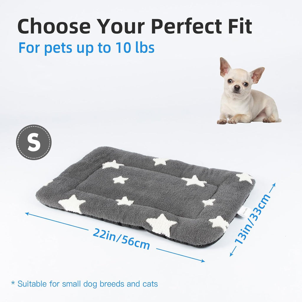 Mora Pets Cat Bed for Indoor Cats Washable Dog Crate Pad Cute Star Dog Bed Mat for Small Dogs Pet Kennel Pad for Cage Soft Flat Puppy Kitten Cushion Sleeping Anti-Slip Grey 22 x 13
