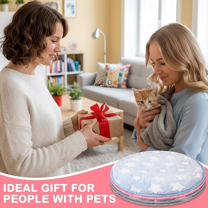 4 Pack Self Heating Cat Bed Cat Self Warming Pad with Removable Cover Extra Warm Thermal Pet Pad Washable Pet Crate Mat Anti Slip Kennel for Indoor Outdoor Pets (Star,16 x 16 Inches)