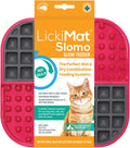 LickiMat Slomo, Cat Slow Feeder Lick Mat, Boredom Anxiety Reducer; Perfect for Food, Treats, Yogurt, or Peanut Butter. Fun Alternative to a Slow Feed Cat Bowl or Dish, Red