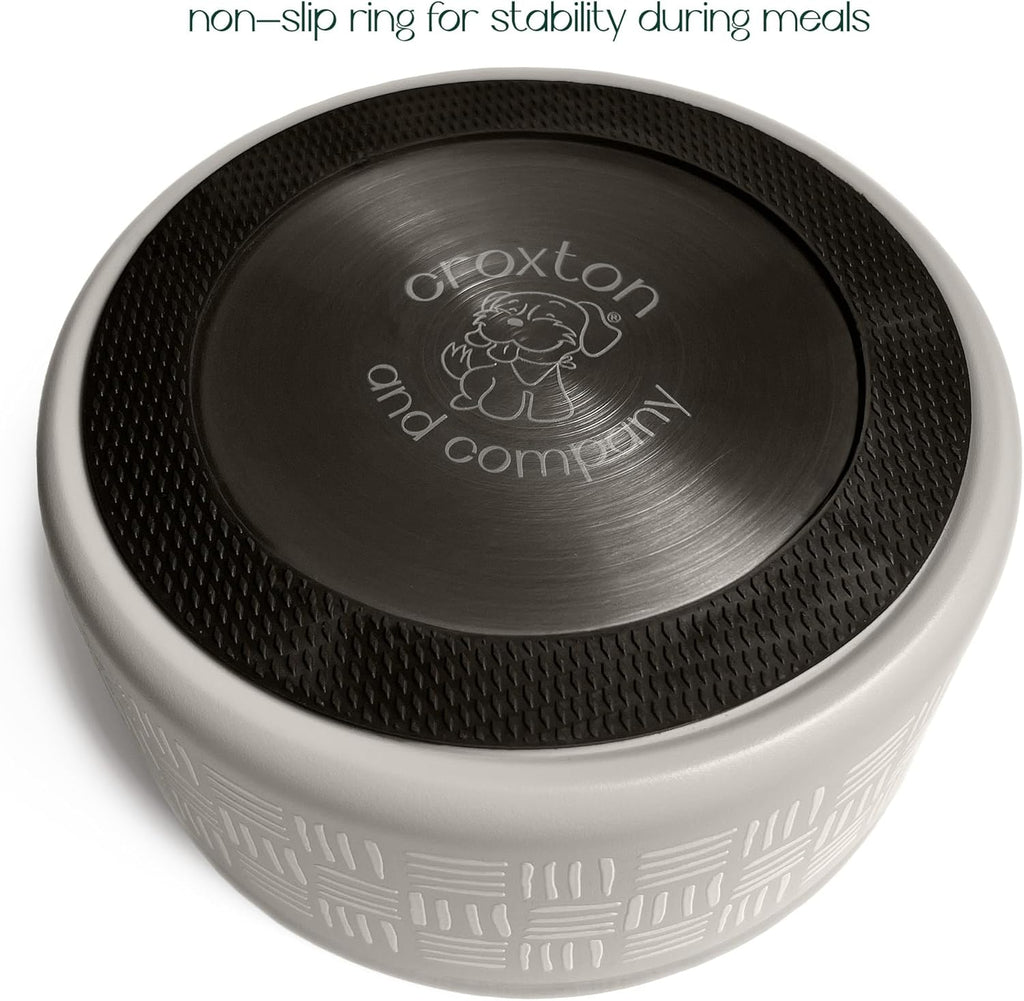 CROXTON & CO. Stainless Steel Pet Bowl for Dogs & Cats | Insulated Food Bowls for Dog Cat | No Tip No Slip | Non-Slip Rubber Base | Dishwasher Safe | Medium (4 Cups)