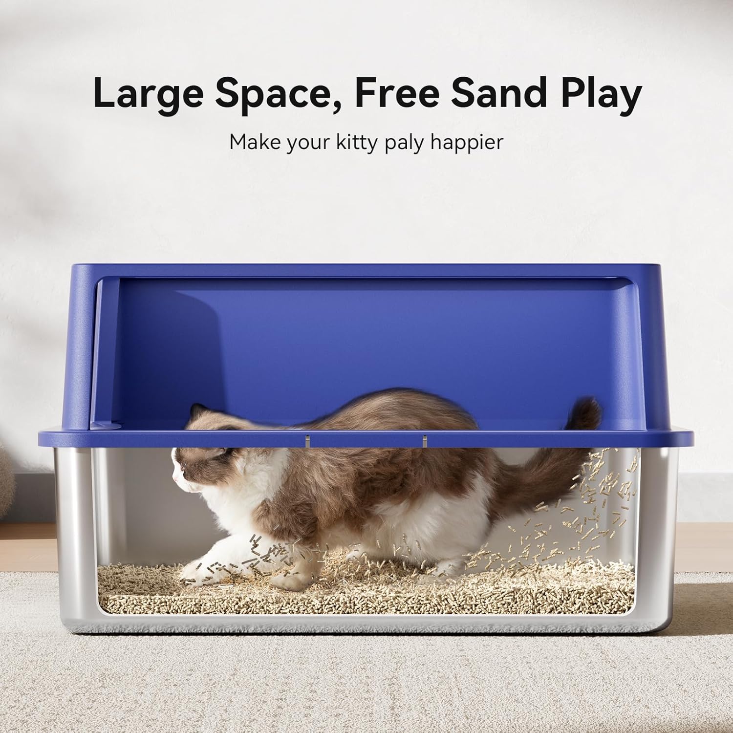 28" Extra Large Stainless Steel Cat Litter Boxes with Lid Metal Cat Litterbox Pan for Big Cats and Multiple Cats, Anti-Leakage, Easy Cleaning, Include Scoop