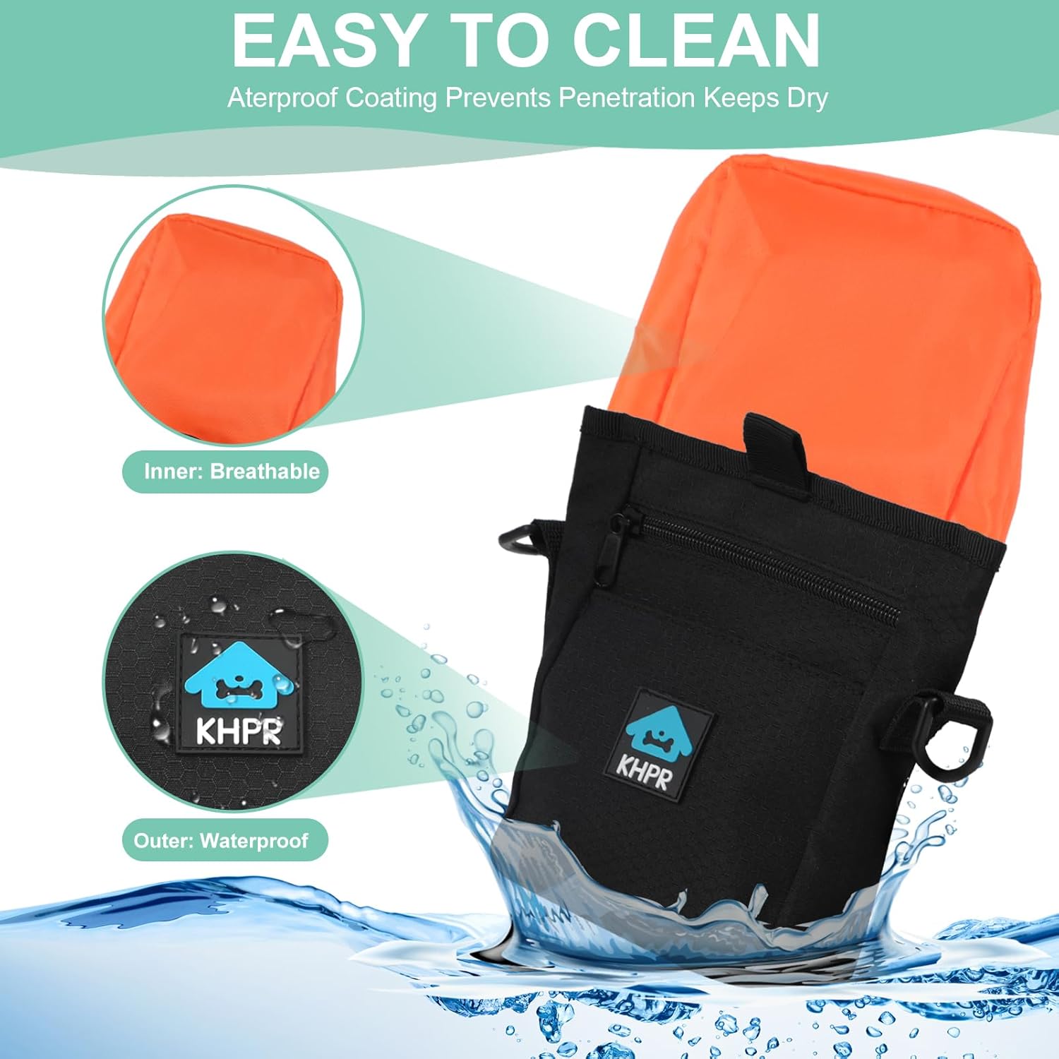 Dog Treat Pouch Magnetic Closure with Training Clicker，Hands-Free Design to Prevent Spills，Built in Poop Bag Dispenser，3 Ways To Wear，Metal Clip Waist Belt and Fanny Pack for Pet Walking（Black）