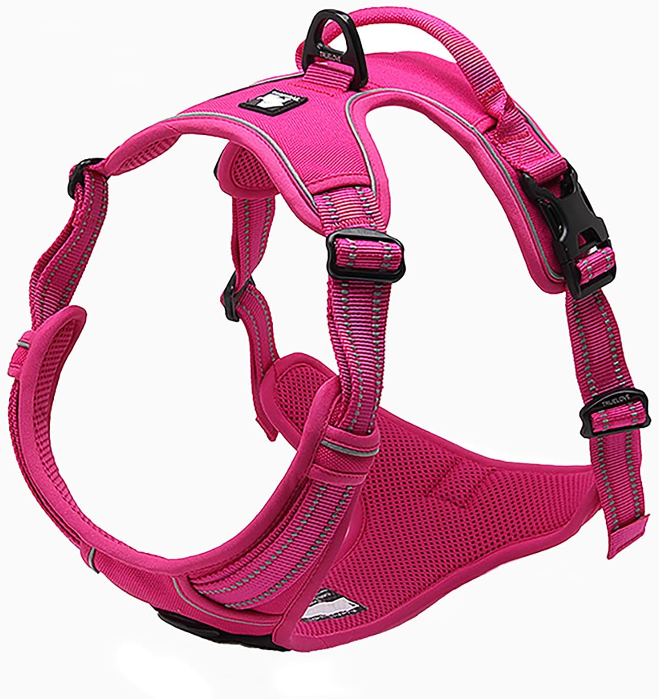TRUE LOVE Adjustable No-Pull Dog Harness Reflective Pup Vest Harnesses Comfortable Control Brilliant Colors Truelove TLH5651(Fushcia,L)