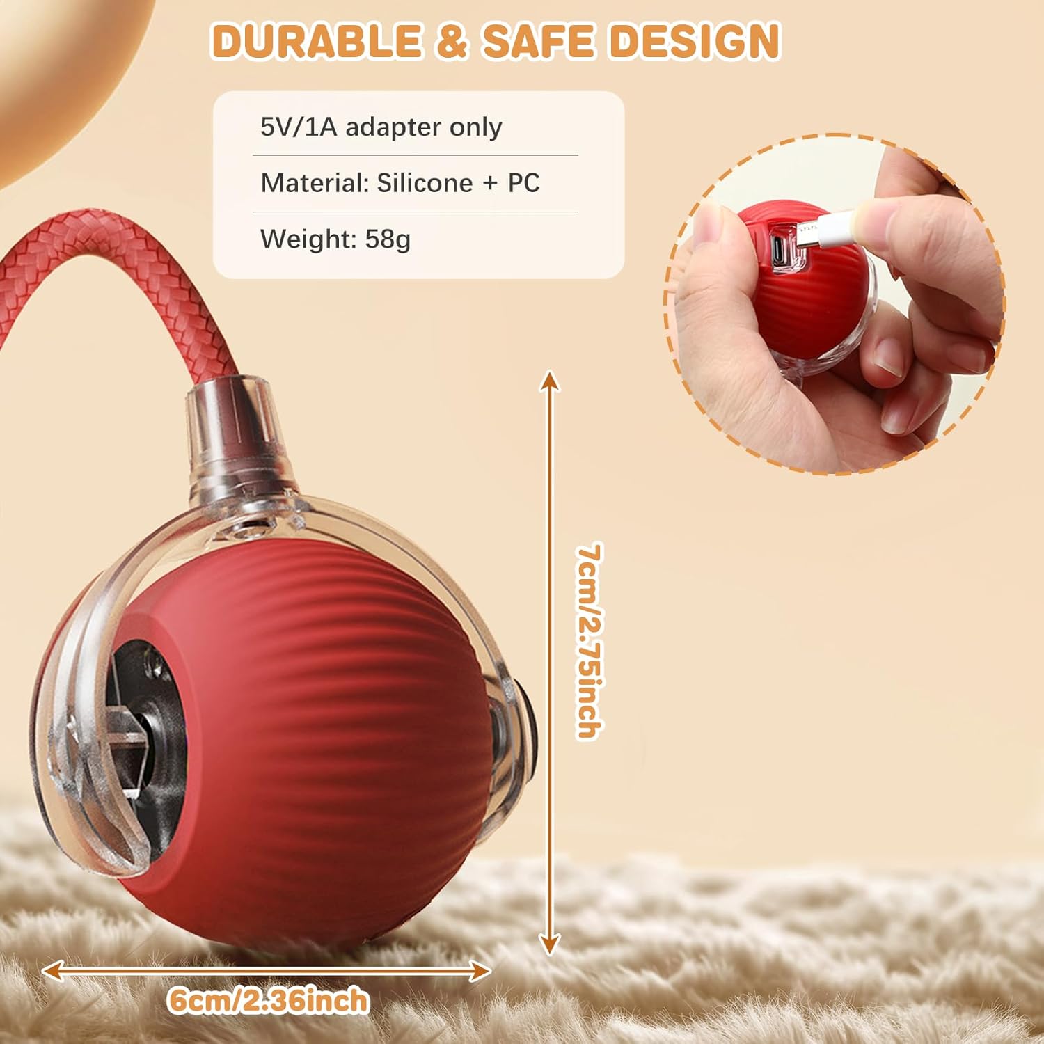 Interactive Cat Toys for Indoor Cats, Rechargeable 360° Automatic Moving Cat Toy for Bored Indoor Adult Cats, 2025 Upgraded Chase Motion Activated Kitten Toys - Red