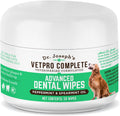 VetPro Complete Dr. Joseph's Advanced Dog Dental Wipes, 50 Count, Easy Teeth Cleaner for Dogs and Cats with Peppermint and Spearmint, Freshens Breath, Reduces Tartar