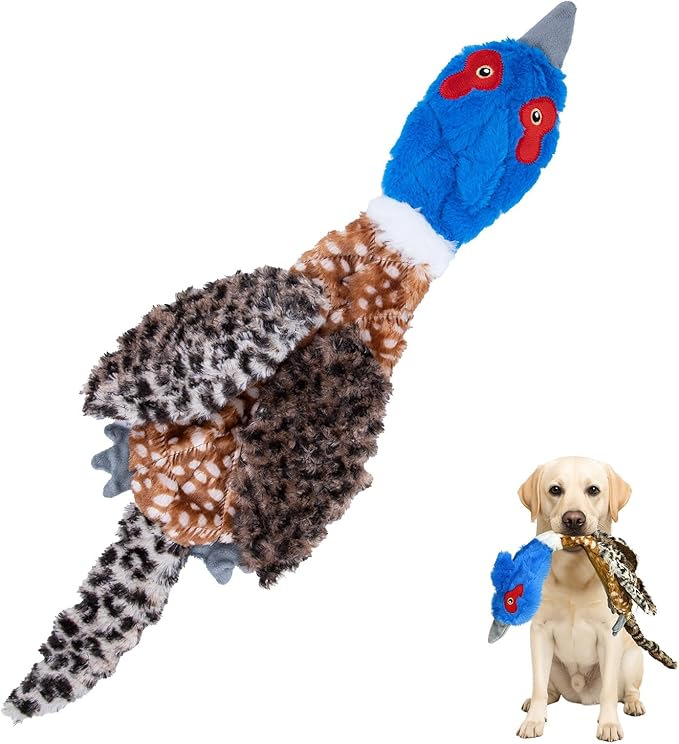24” No Stuffing Duck Dog Toy – Large Durable Plush Bird with 2 Squeakers & Crinkle Sound, Tough Chew Toy for Medium & Large Dogs, Interactive Fetch & Tug Toy for Aggressive Chewers