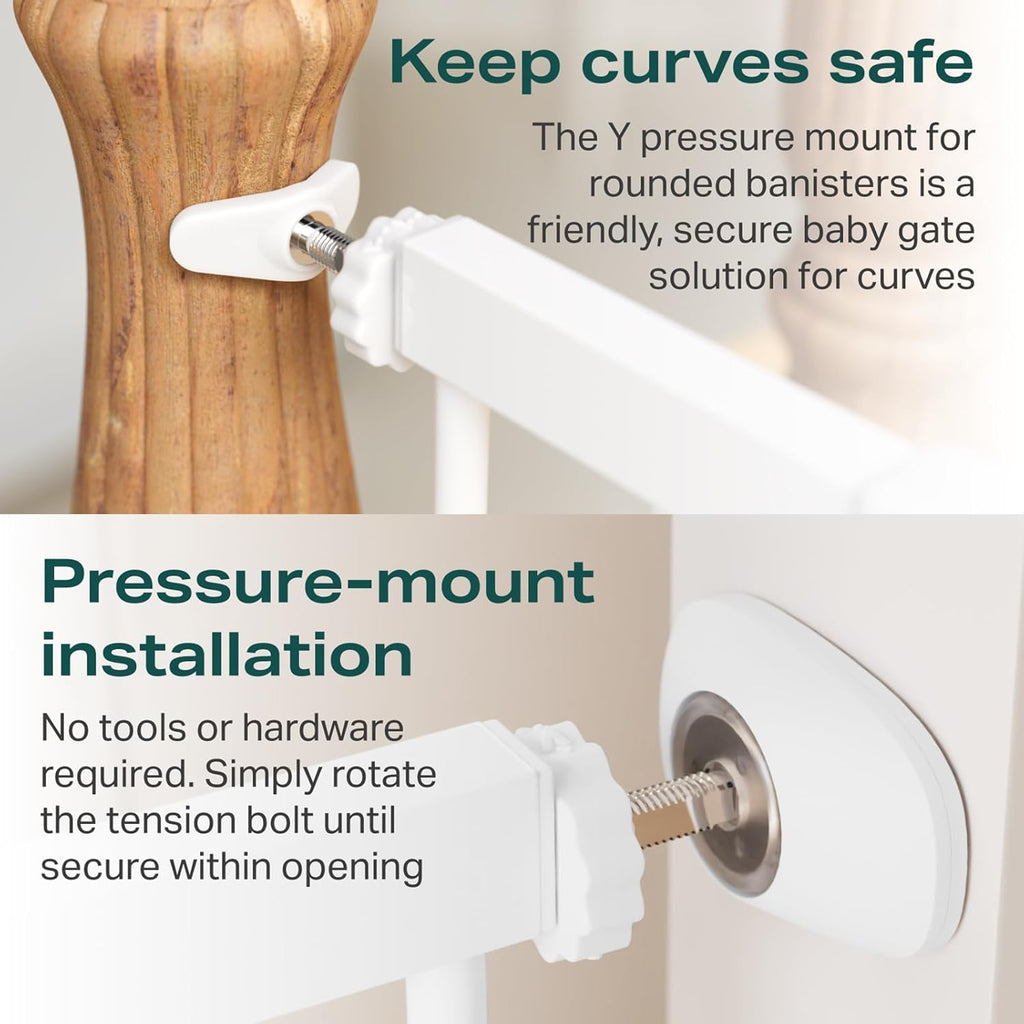 Cumbor 2 Pack 29.7-46" Baby Gate for Stairs, Mom's Choice Awards Winner-Auto Close Dog Gate for doorways, Easy Install Pressure Mounted Pet Gates indoor, Easy Walk Thru Wide Safety Gate for Dog, White