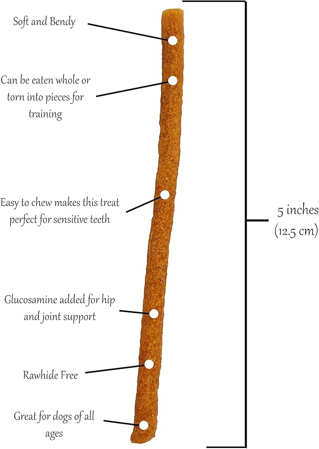 Rena's Recipe Twiggly Chicken Sticks (24oz /1.5lbs) Big Pack (Around 100 Pieces) - Rawhide Free Soft Chicken Jerky Sticks with Glucosamine!