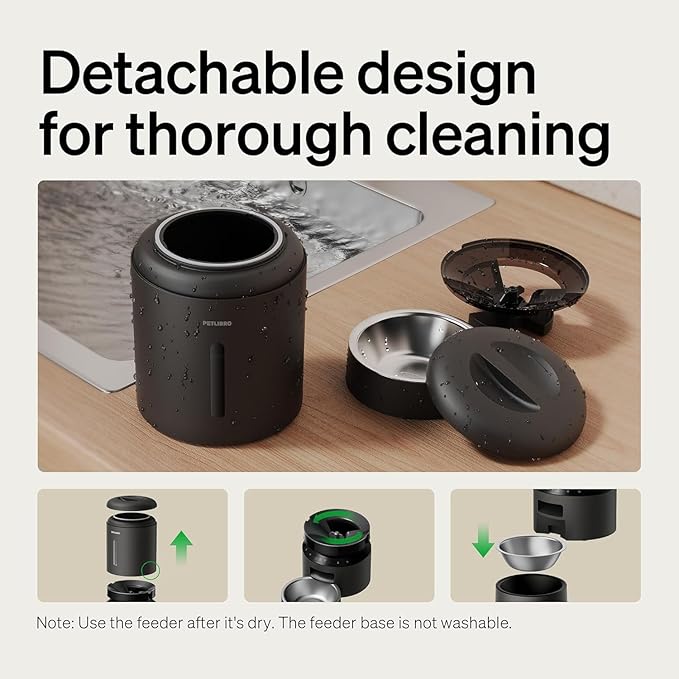 PETLIBRO Automatic Multiple Cats Feeder, 5G WiFi Automatic Dog Food Dispenser with Freshness Preservation for 2 Pets, 5L Timed Pet Feeder with Low Food Sensor, Up to 10 Meals Per Day, Granary Black