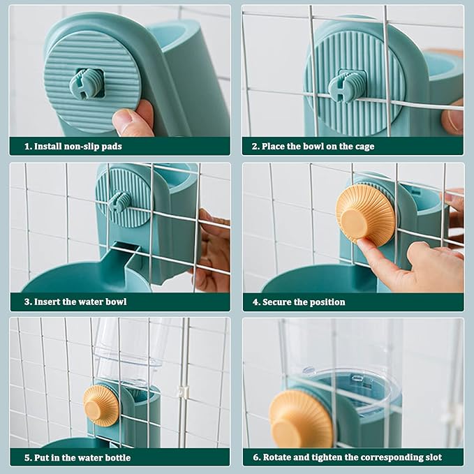 kathson 35oz Hanging Automatic Food Water Dispenser Gravity Pet Auto Feeder Waterer Set for Rabbit Cat Dog Chinchilla Guinea Pig Hedgehog Ferret (Water Dispenser)