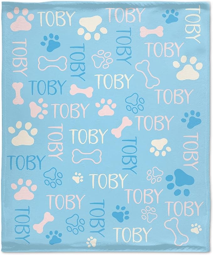 Personalized Dog Blankets - Custom Paw Print Blanket with Pets' Name - XL 120"x90" Family Throw