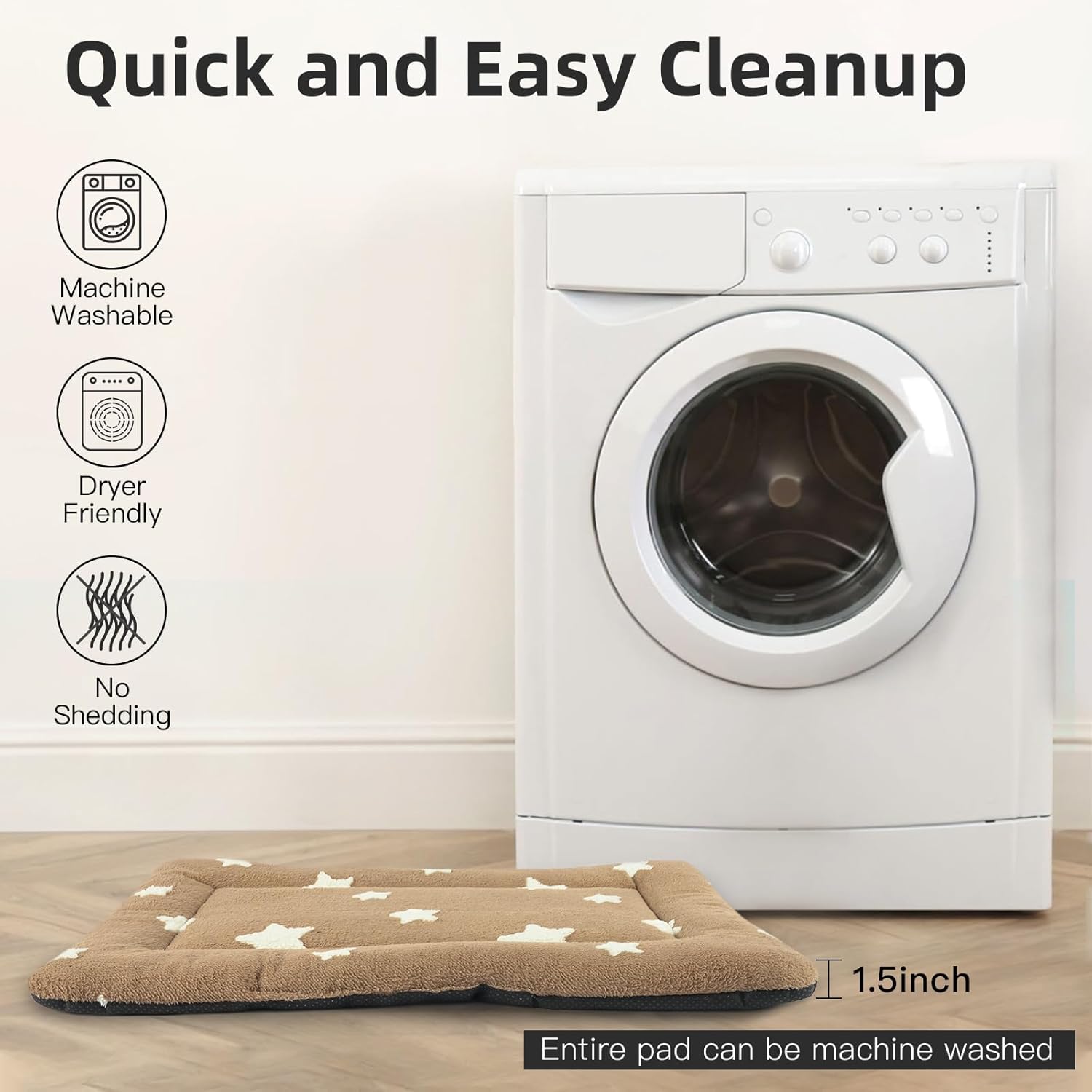 Mora Pets Cat Bed for Indoor Cats Washable Dog Crate Pad Cute Star Dog Bed Mat for Small Dogs Pet Kennel Pad for Cage Soft Flat Puppy Kitten Cushion for Sleeping Anti-Slip Brown 22 x 13