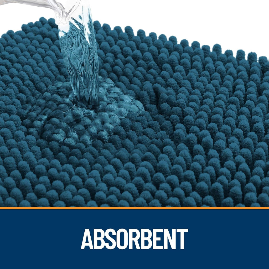 OLANLY Door Mat for Muddy Dog Paws 70x24, Absorbent Chenille Mud Doormat with Paw Print Design, Non-Slip Washable Doormat for Indoor Entryway, Quick-Dry Pet Bed Mats for Dirty Dogs, Atlantic Blue