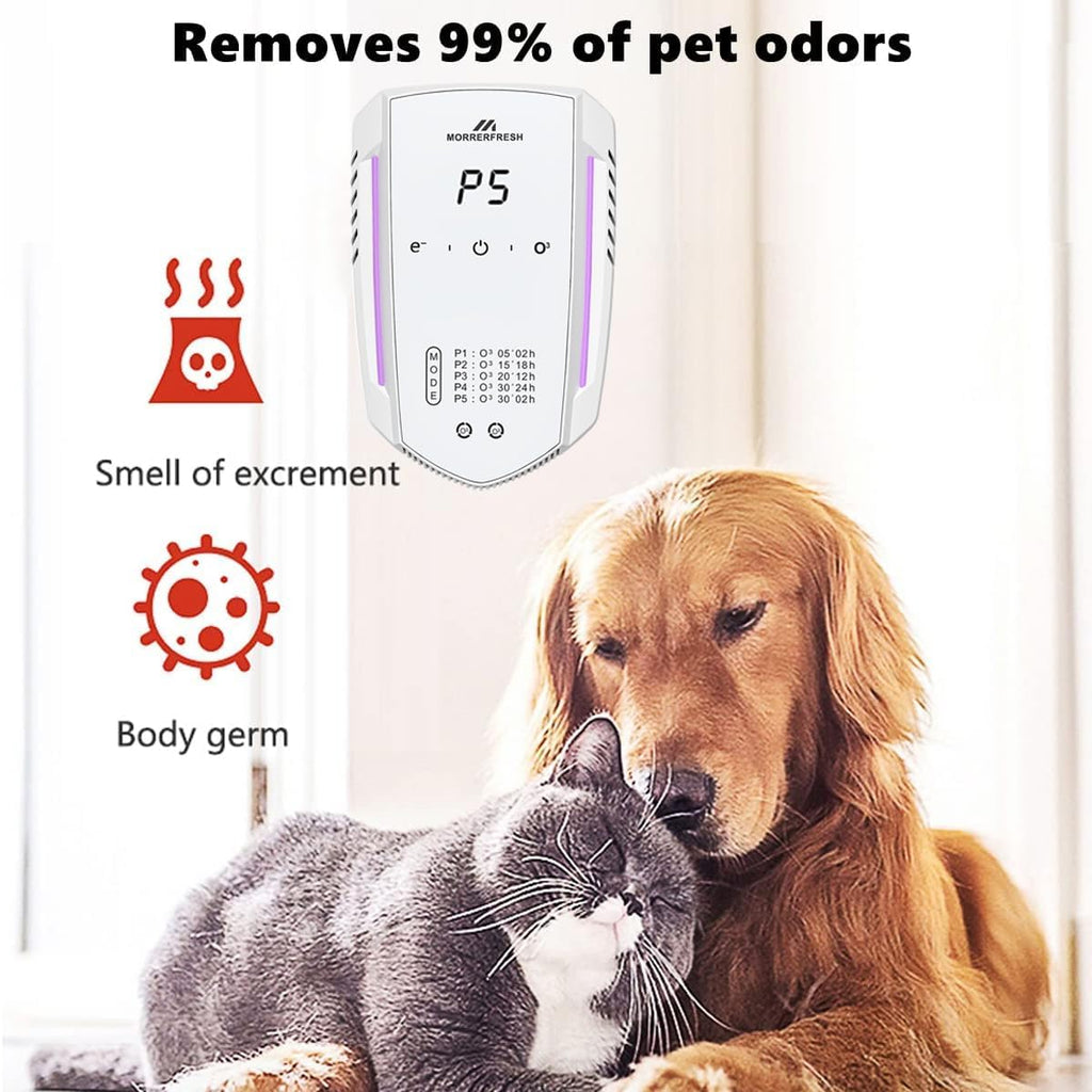 Ozone Odor Eliminator for Strong Odor 99% Cat Litter Deodorizer Dog Poof Odor Removal Air Ionizers for Home Portable Air Purifier for Pets Toilet Wardrobe Shoe Garage Room Cabinet White