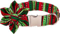 Lionet Paws Christmas Dog Collar with Flower, Dog Flower Collar with Metal Buckle for Dogs, Adjustable Comfortable Dog Collar Girl Gift, XL, Neck 16-26 in