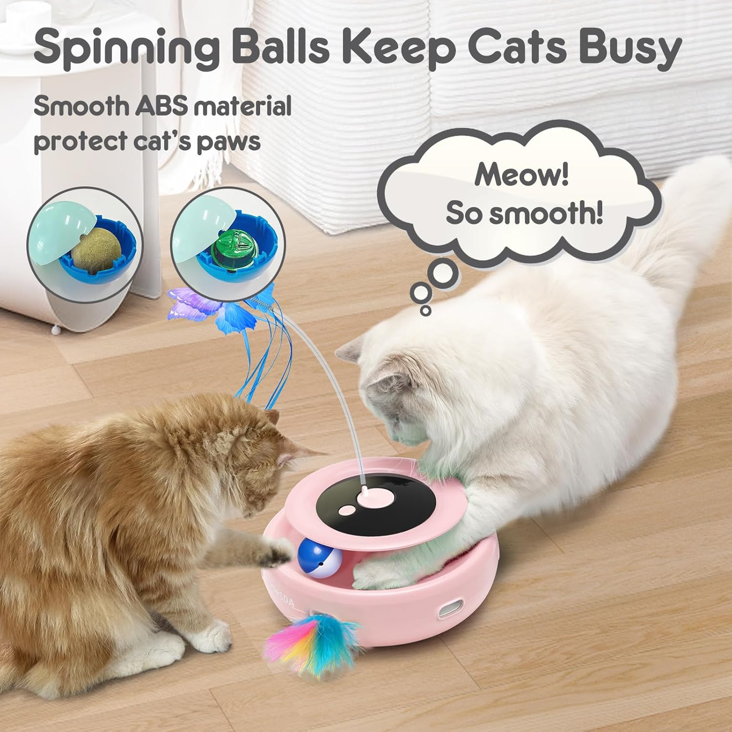 ORSDA Cat Toy, 3-in-1 Automatic Interactive Electronic Moving Ambush Feather, Fluttering Butterfly, Track Balls, USB Rechargeable Powered Smart Indoor Exercise Kicker
