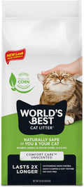 WORLD'S BEST CAT LITTER Comfort Care Unscented, 32-Pounds - Natural Ingredients, Quick Clumping, Flushable, 99% Dust Free & Made in USA - Long-Lasting Odor Control & Easy Scooping