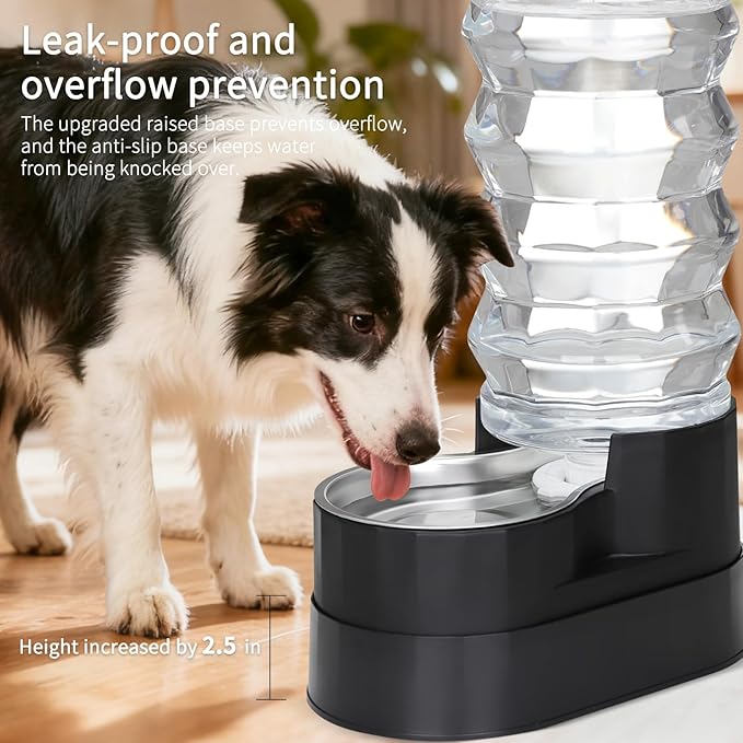 RIZZARI Automatic Dog Water Dispenser: Gravity Stainless Steel Pet Waterer - Large Capacity Water Feeder for Cats and Senior Dogs with Spine Pains - Use in Garden Garage